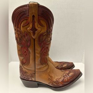 LUCCHESE Vintage Cowgirl Boots Women’s 9 Gorgeous Quality Craftsmanship Snip Toe
